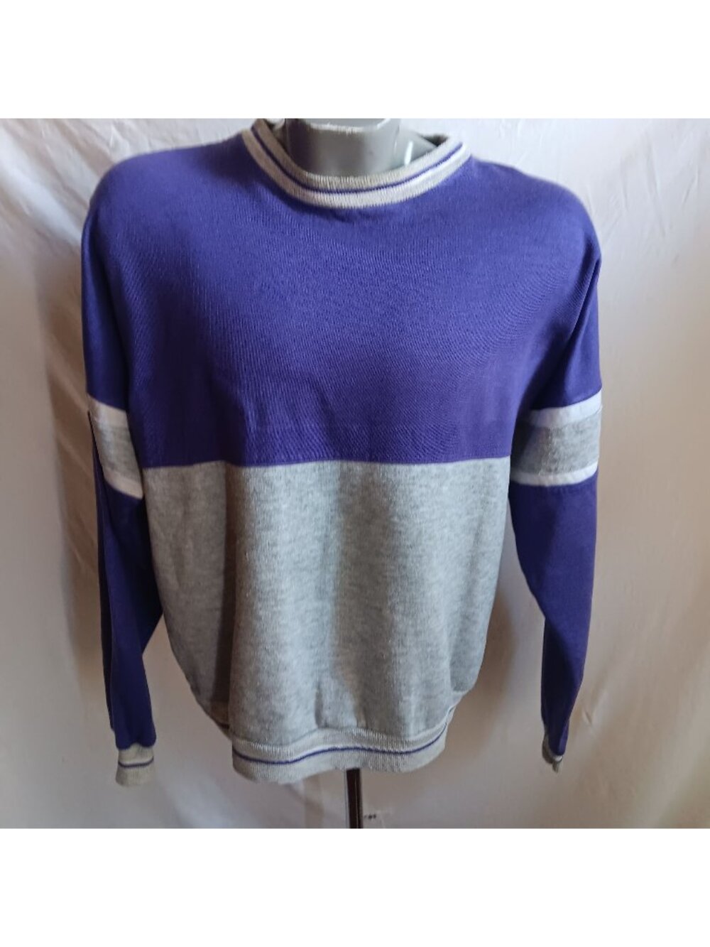 Vintage 80's Men's XL Sweatshirt Purple/gray Colorblock New Wave by Line-Up